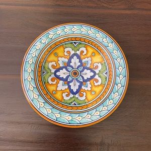 Vintage G.P. Deruta Italian Art Geometric Pottery Wall Hanging Plate 8"